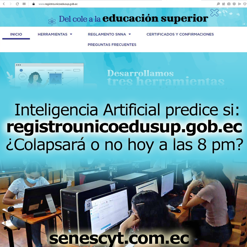 Imagen de Predicción de IA: ¿Colapsará la plataforma registrounicoedusup.gob.ec hoy 21 de mayo a las 8pm?