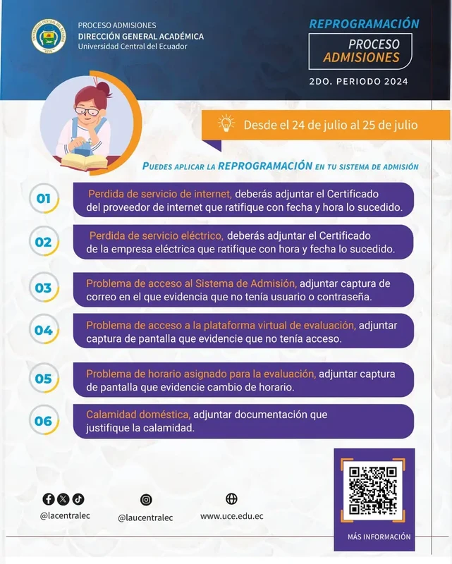 Imagen de ¿Cómo Debo Realizar la Reprogramación para el Examen de la UCE 2024 2S?