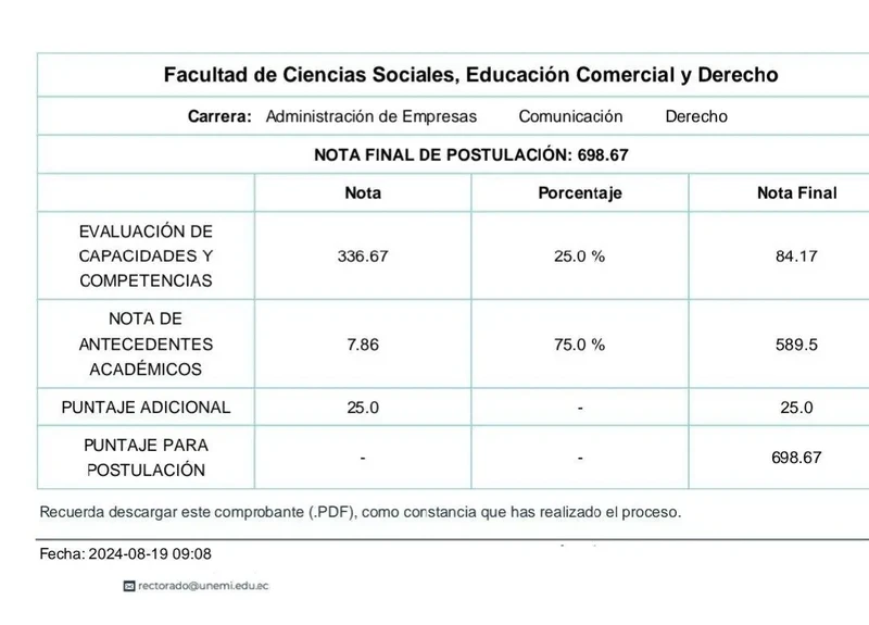 Imagen de Cómo Calcular la Nota de Postulación UNEMI