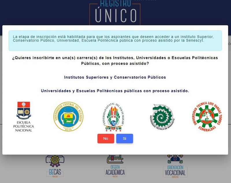 Imagen de Proceso de Inscripción en 5 Universidades Públicas, Institutos Superiores y Conservatorios Públicos