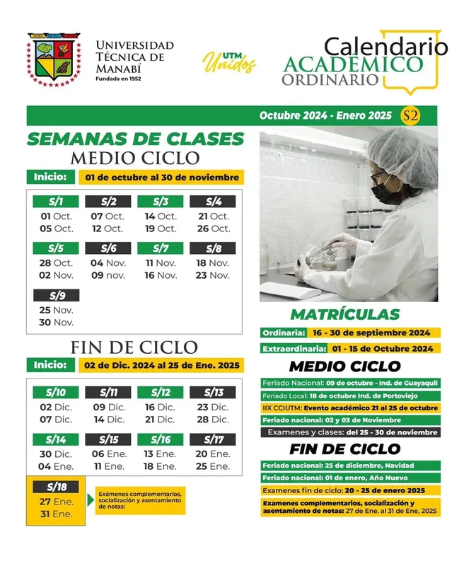 Imagen de Calendario Académico Ordinario UTM 2S 2024-2025
