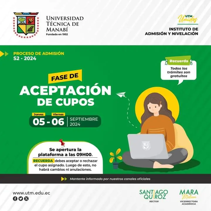 Imagen de Proceso de Aceptación de Cupos en la UTM