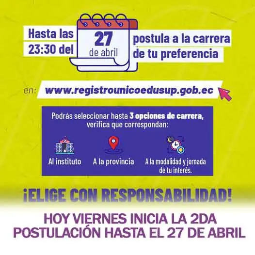 Imagen de ¡Hoy Viernes Inicia la Segunda Postulación a Institutos en el 1S 2024!