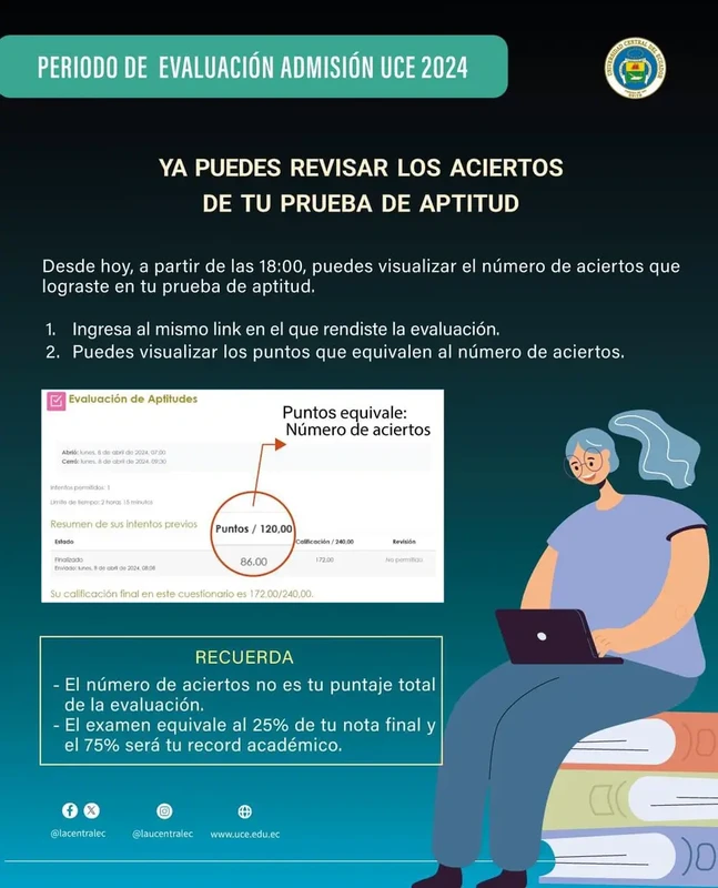 Imagen de Cómo conocer el número de aciertos del examen de la UCE 2024 1s