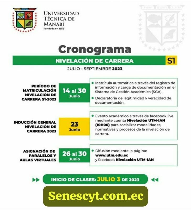 Imagen de Cronograma de Matriculación y Nivelación de Carrera en la Universidad Técnica de Manabí