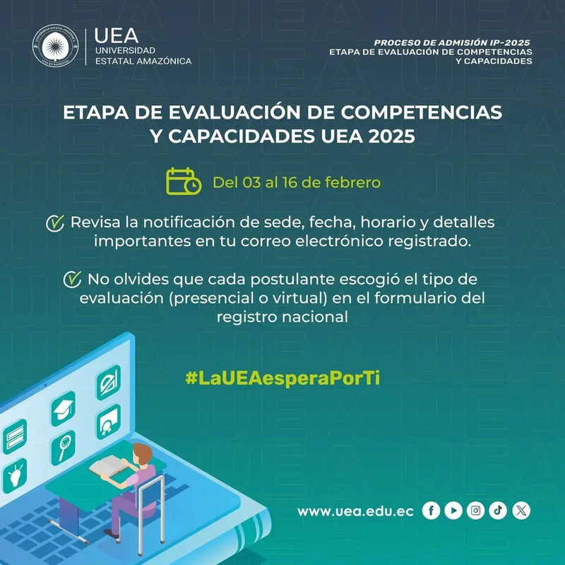 Imagen de Fechas de Evaluaciones UEA - Universidad Estatal Amazónica 2025 (1S)