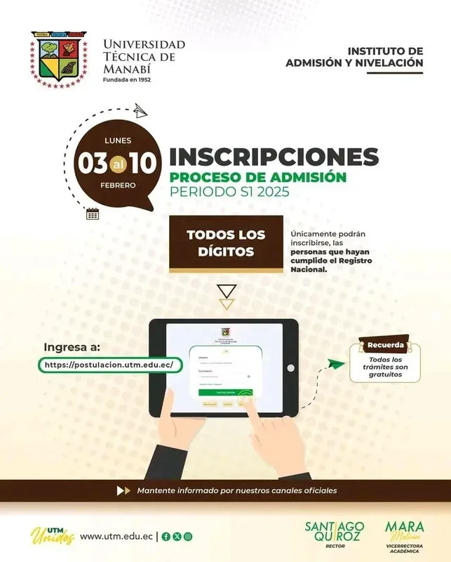 Imagen de Último Día de Inscripción - Universidad Técnica de Manabí | Admisión SI 2025