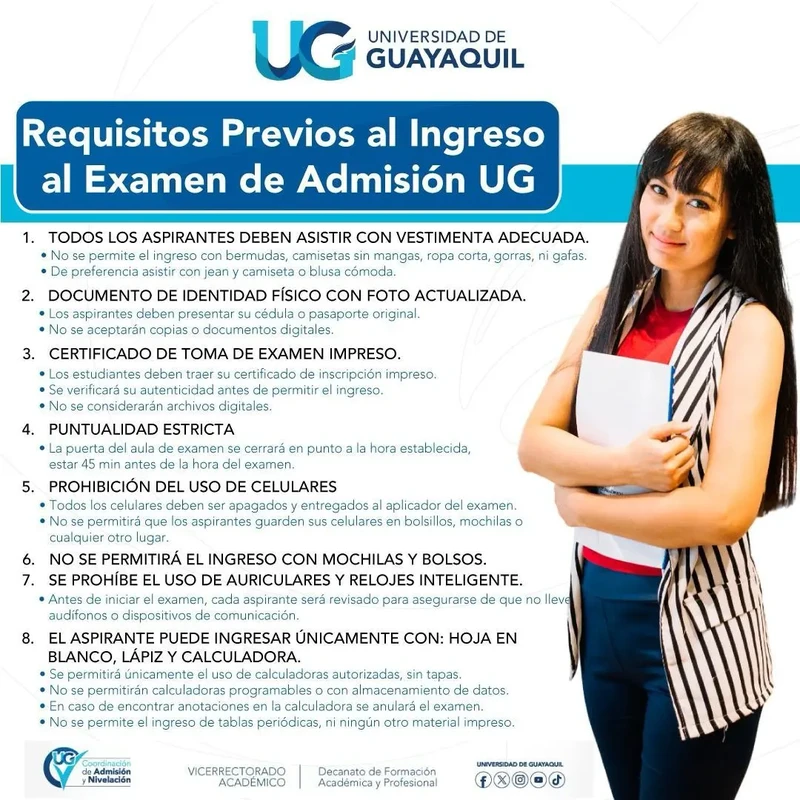 Imagen de Requisitos Previos al Ingreso al Examen de Admisión UG 2025 1S
