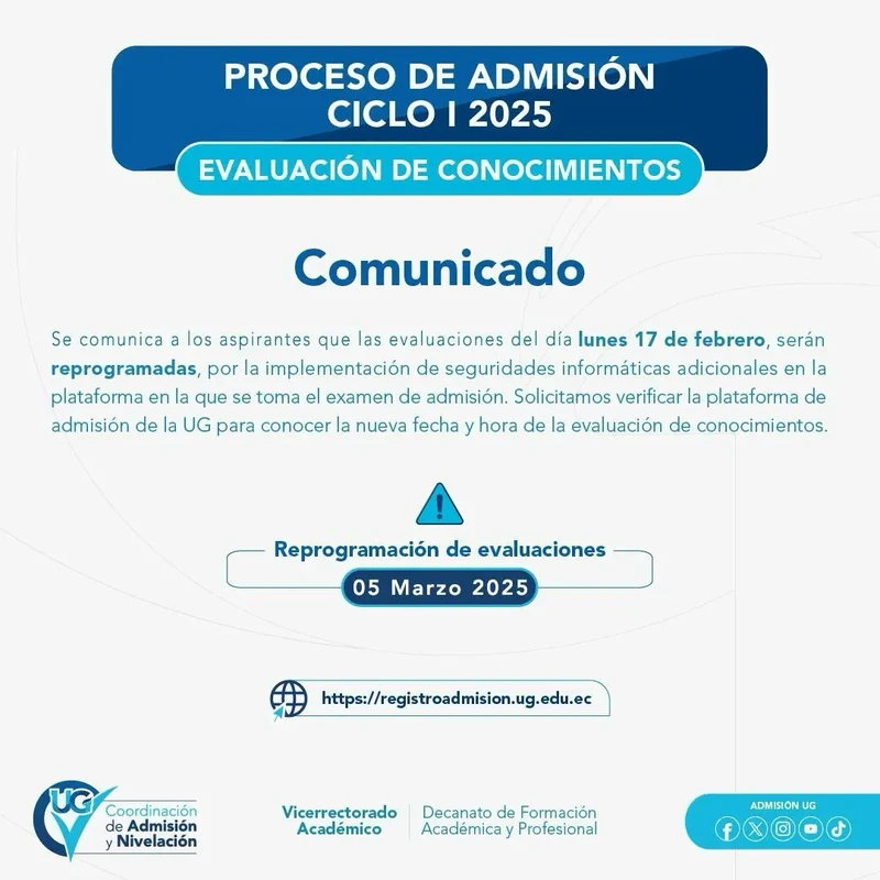 Imagen de Evaluación de Conocimientos UG Primer Semestre 2025 Reprogramado