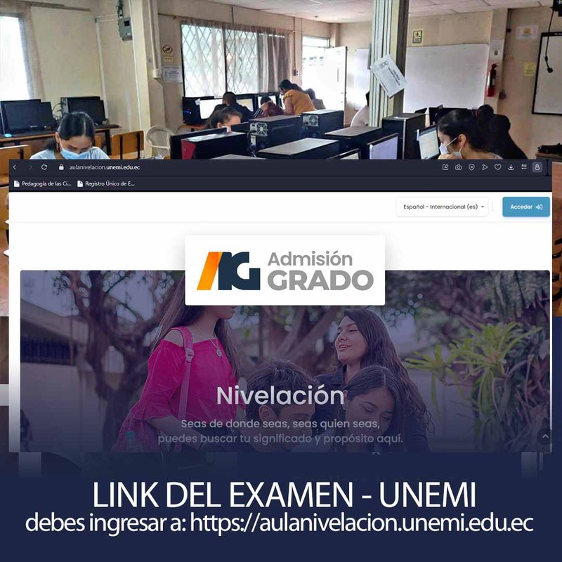 Imagen de Link Examen UNEMI en aulanivelacion.unemi.edu.ec