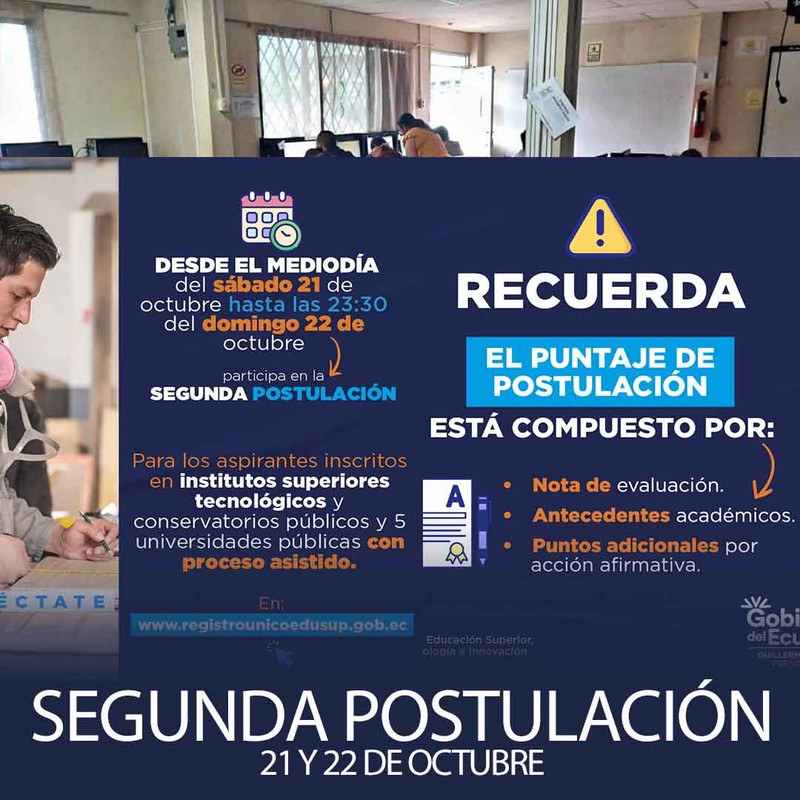 Imagen de Segunda Postulación Senescyt del 21 al 22 de octubre