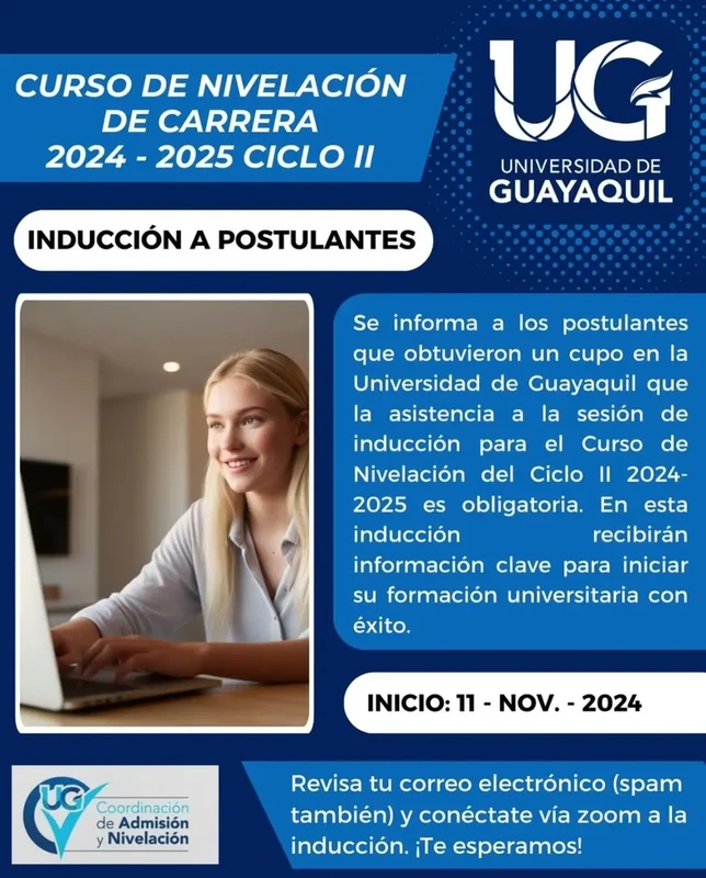 Imagen de Curso de Nivelación de Carrera UG 2024-2025 - Universidad de Guayaquil