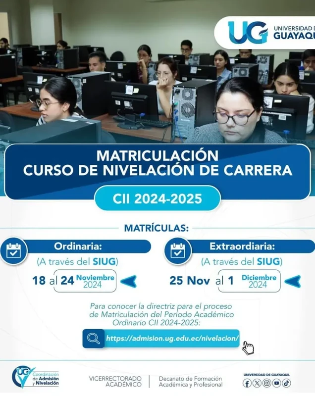 Imagen de Desde hoy inician las matrículas de nivelación UG