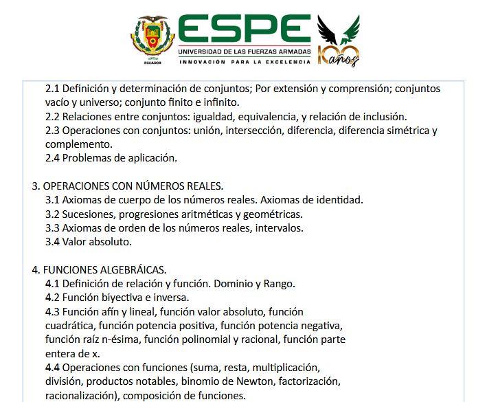 Imagen de Temario del Examen de Conocimientos - Universidad de las Fuerzas Armadas ESPE