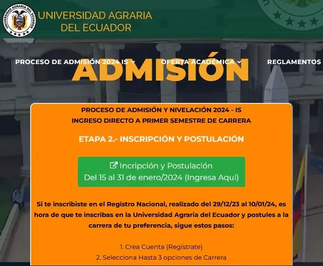 Imagen de Inscripción y Postulación 1S 2024 - Uagraria