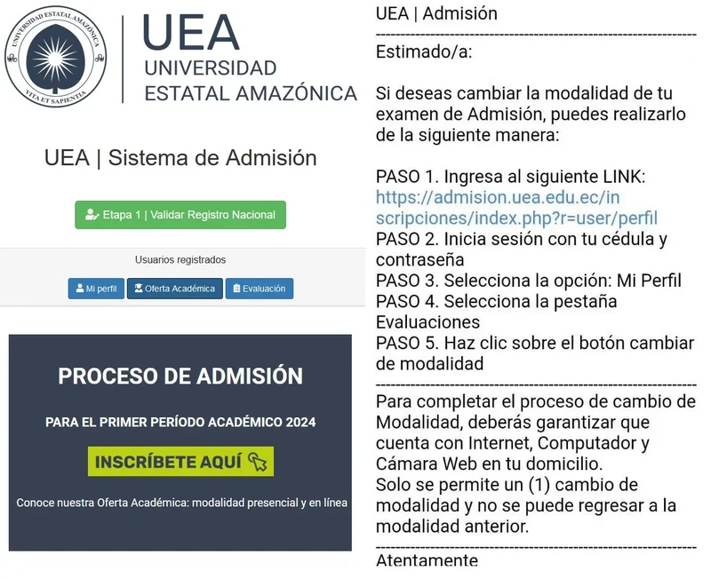 Imagen de Cambiar a examen virtual - Universidad Estatal Amazónica