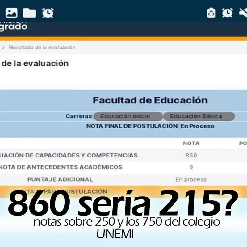 Imagen de Razones detrás de un Puntaje Bajo en el Examen de la UNEMI: Nota sobre 250, Representando el 25% de la Nota de Postulación