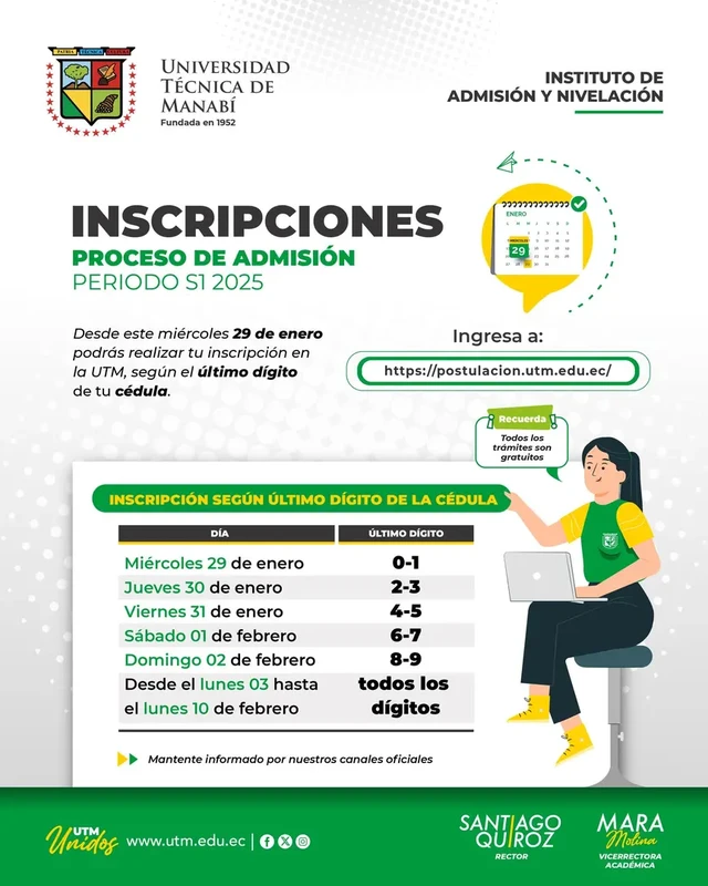Imagen de Cronograma de Inscripciones UTM 2025 1S
