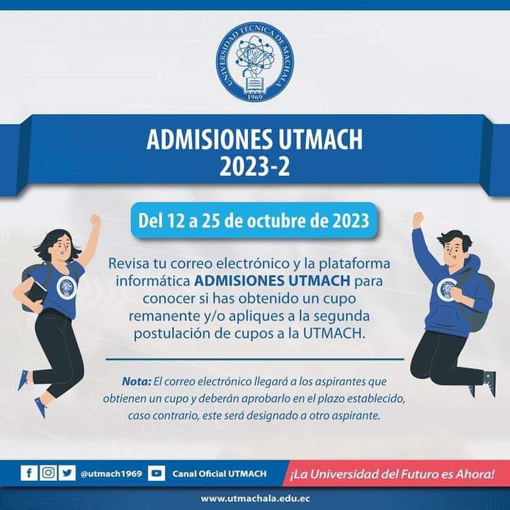 Imagen de Obtención de Cupo UTMACH 2S 2023