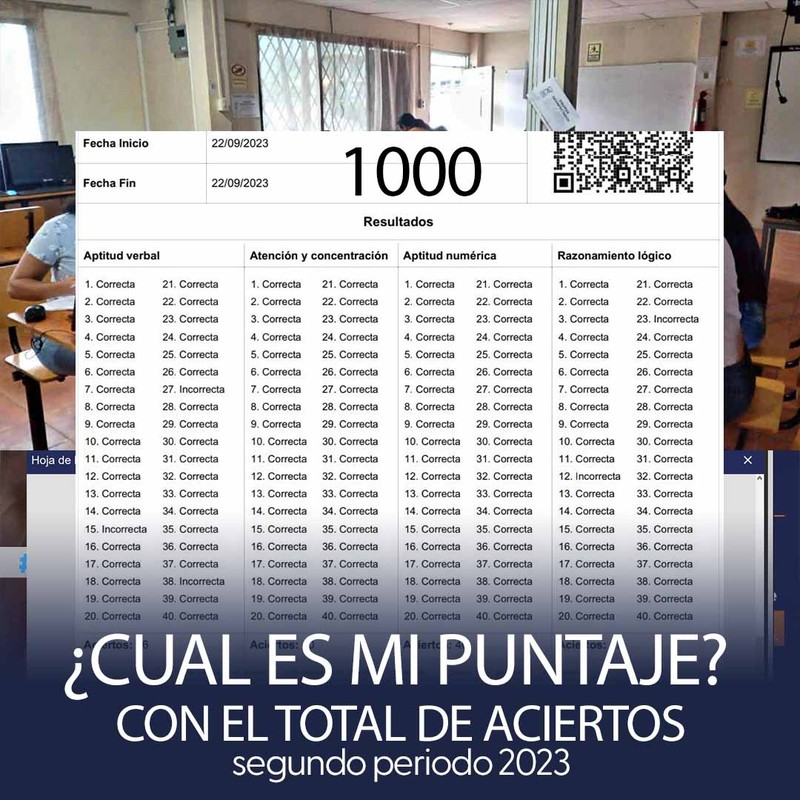 Imagen de Calculadora con el total de Aciertos en el Examen de Admisión 2S 2023