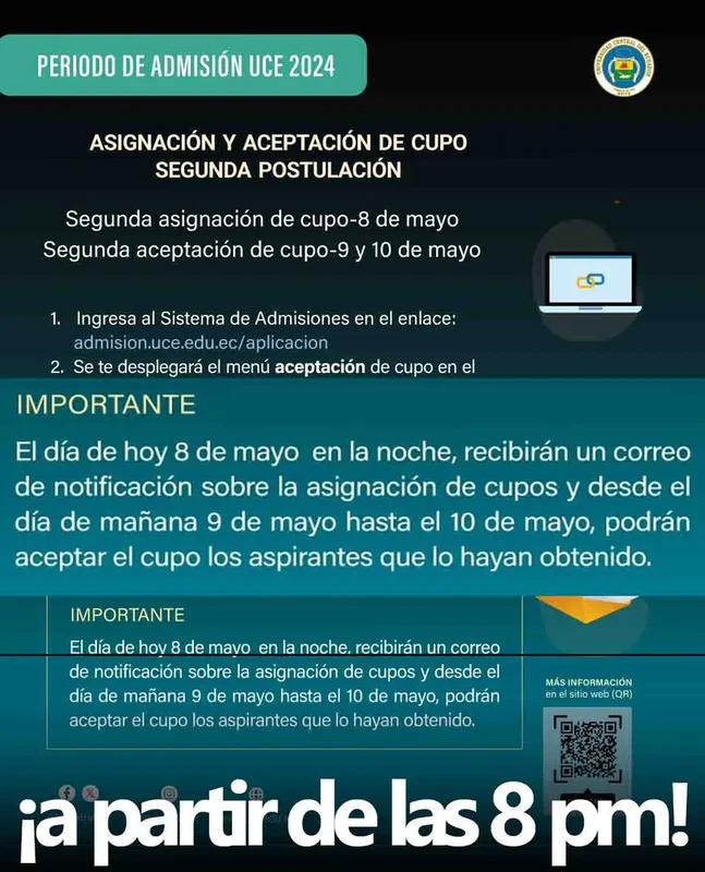 Imagen de ¡Asignación de Cupos UCE 2024! ¡Recibe tu Notificación a las 8 PM!