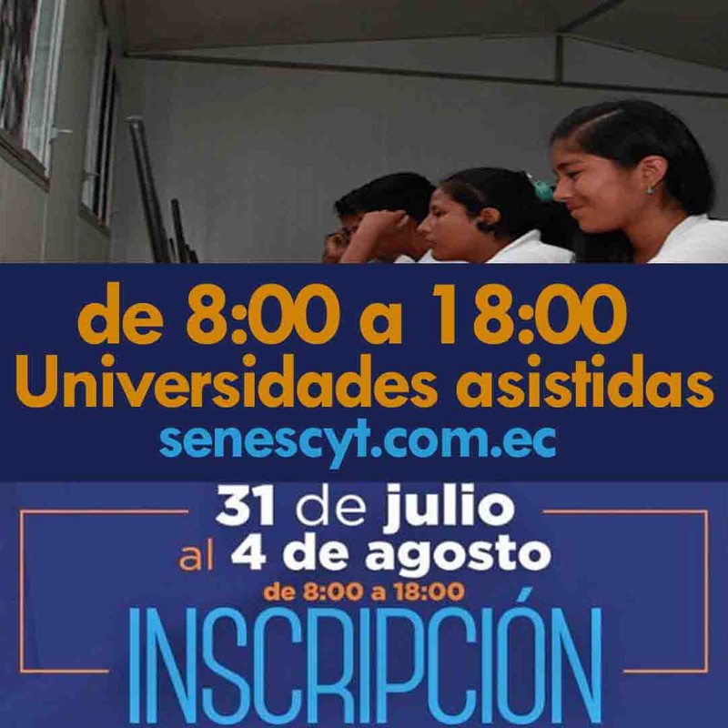 Imagen de Inscripciones para Universidades Públicas Asistidas por la Senescyt desde 8:00 hasta las 18:00