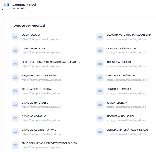 Imagen de Acceder al Campus Virtual de la Universidad de Guayaquil por Facultad