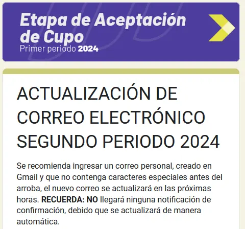 Imagen de Link para actualizar el correo electrónico para Registro Nacional 2024 2s