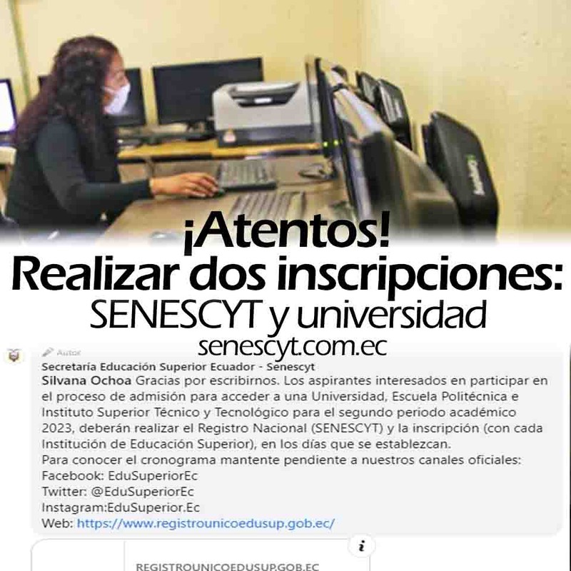 Imagen de Realizar el Registro Nacional (SENESCYT) y la inscripción (con cada Institución de Educación Superior) - Segundo periodo 2023