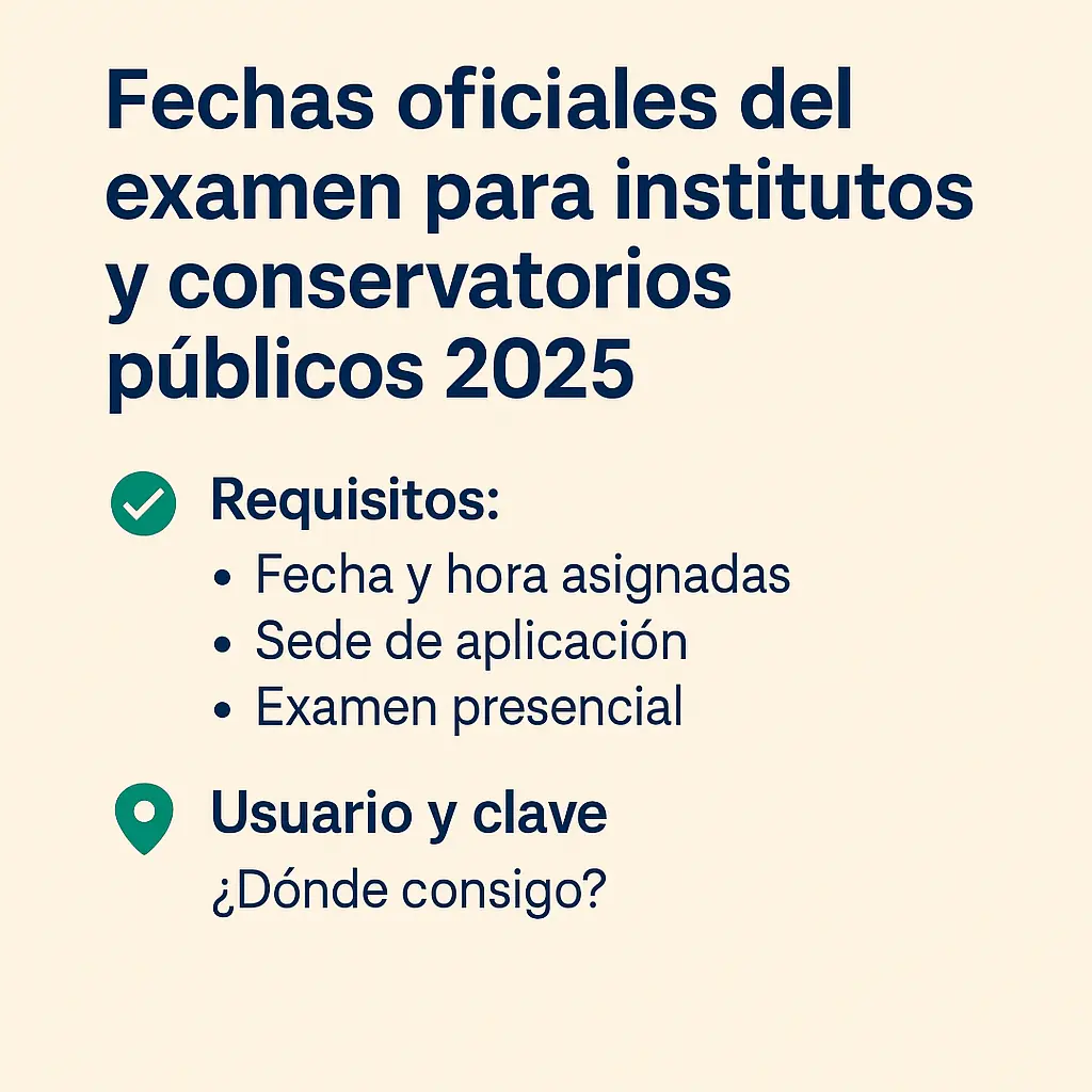 Imagen de Fechas oficiales del examen para institutos y conservatorios públicos 2025: requisitos, usuario y clave