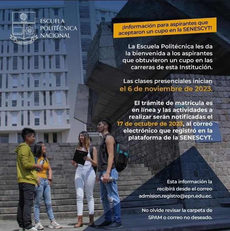 Imagen de Matrícula e Inicio de Clases en la Escuela Politécnica Nacional 2S 2023