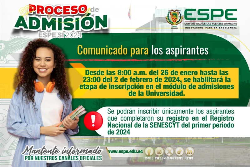Imagen de Inscripción para el Primer Semestre 2024 en la ESPE