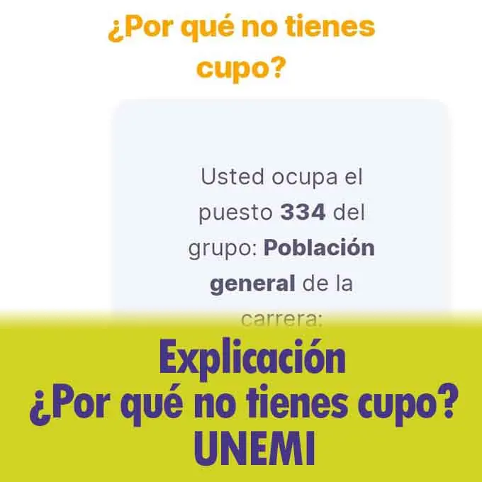 Imagen de Explicación de: ¿Por qué no tienes cupo? UNEMI 2024 1S