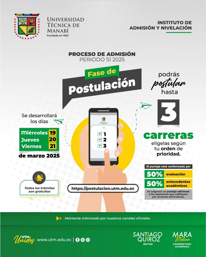 Imagen de 🎓 Proceso de Admisión UTM 2025 1s | Fase de Postulación