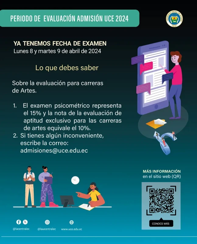 Imagen de EXAMEN DE ARTES UCE: Lunes 8 y Martes 9 de Abril de 2024
