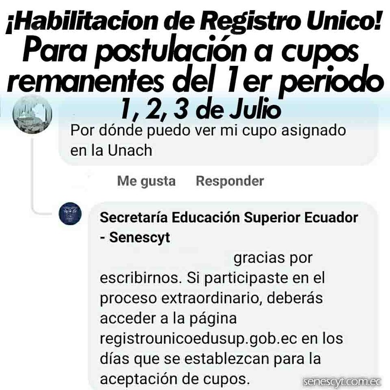 Imagen de Registro Único de Educación Superior Ecuador Habilitado - Accede a tu cupo universitario del 1 al 3 de julio