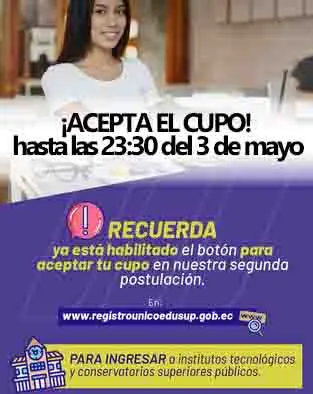 Imagen de ¡Acepta tu cupo ahora! Disponible desde el 2 de mayo hasta las 23:30 del 3 de mayo