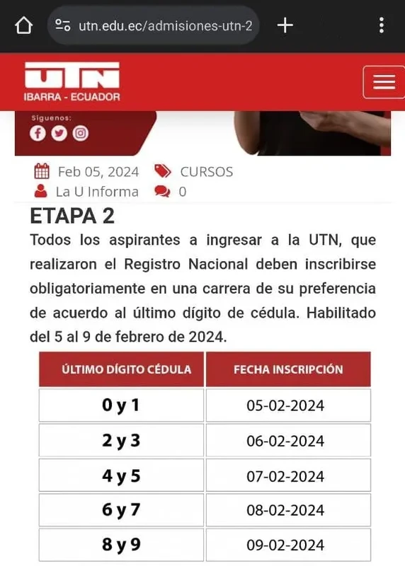 Imagen de Inscripciones 1S 2024 - Universidad Técnica del Norte