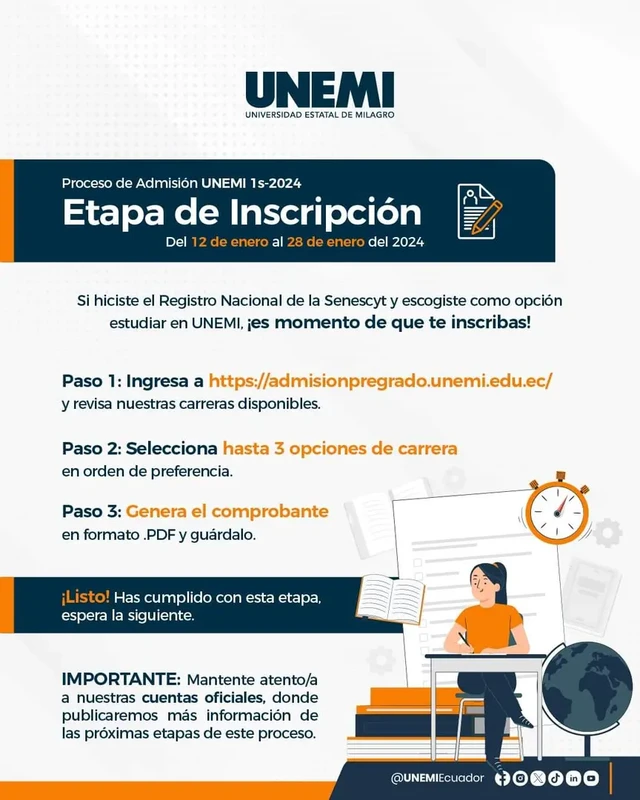 Imagen de UNEMI - Fecha oficial de inscripción 1s 2024