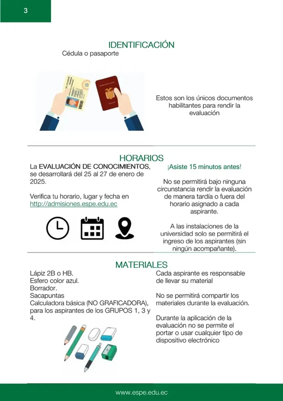 Imagen de Lineamientos para la Evaluación de Admisión ESPE (Universidad de las Fuerzas Armadas) 2025-1S