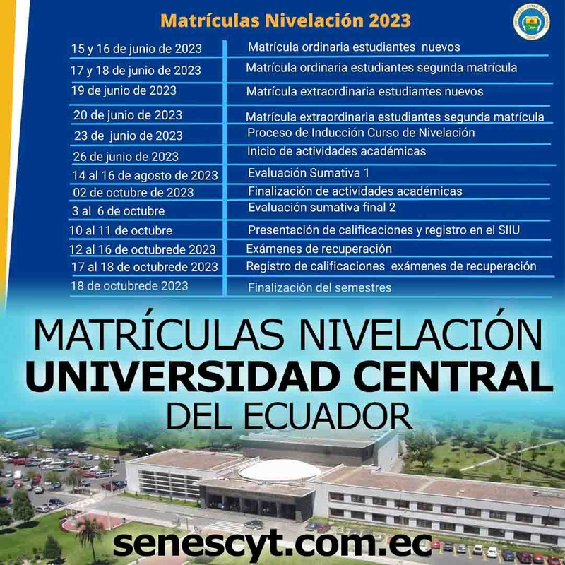 Imagen de Matrículas para Estudiantes de Nivelación en la Universidad Central del Ecuador