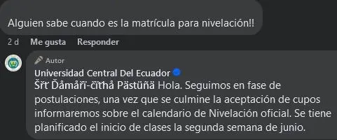 Imagen de Inicio de Clases de Nivelación UCE 2024 1S: Segunda Semana de Junio, Pendiente Fecha de Matrículas