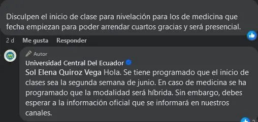 Imagen de Inicio de clases segunda semana de junio: probablemente modalidad híbrida en medicina - UCE 2024 1s