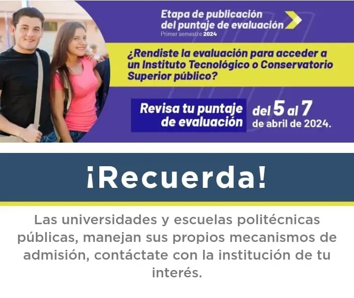 Imagen de Puntaje de Postulación para Institutos y Conservatorios Públicos: 5-7 de Abril de 2024