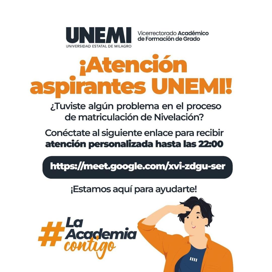 Imagen de ¿Tuviste dificultades en tu proceso de matriculación al Curso de Nivelación UNEMI 2025 - 1S? Aquí te ayudamos paso a paso