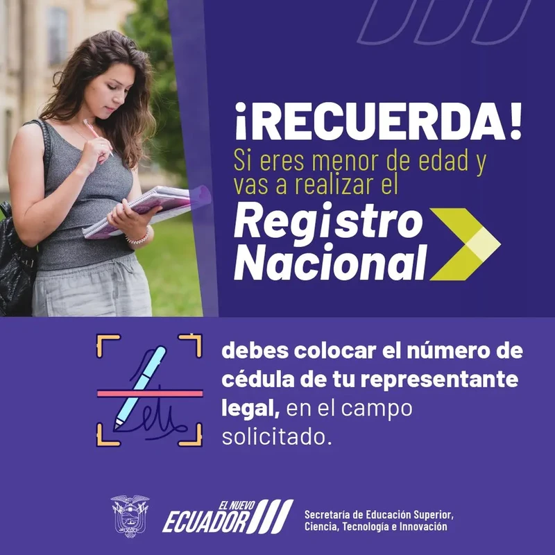Imagen de Si eres menor de edad, coloca el número de cédula de tu representante legal | 2024 2s