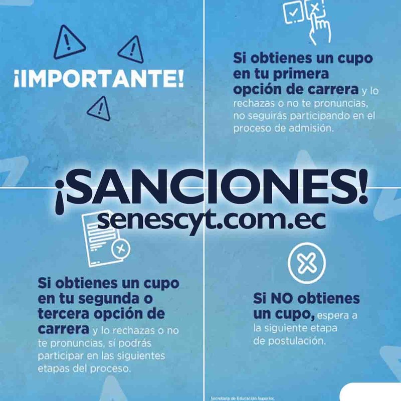 Imagen de Sanciones de SENESCYT: ¿Cómo saber si he sido penalizado? ¿Qué pasa si no acepto el cupo?