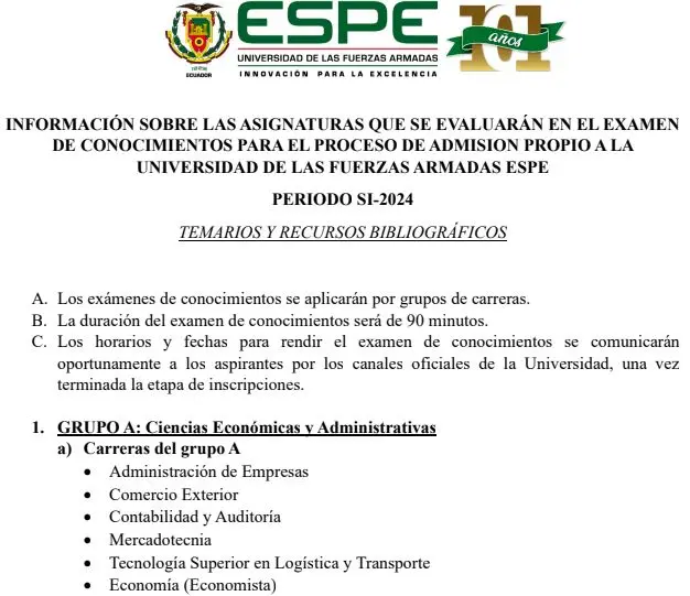 Imagen de Temario ESPE 1S 2024