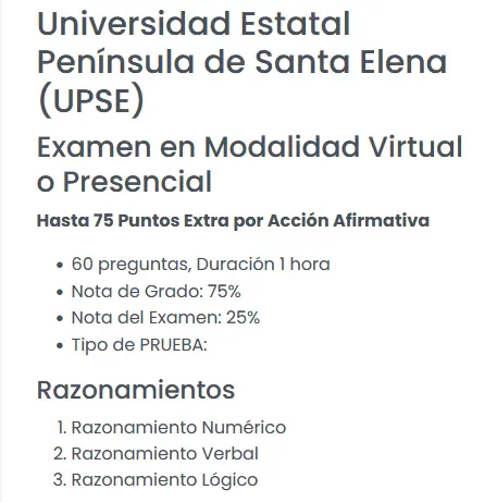 Imagen de Temario Universidad Estatal Península de Santa Elena (UPSE) 2024 2S