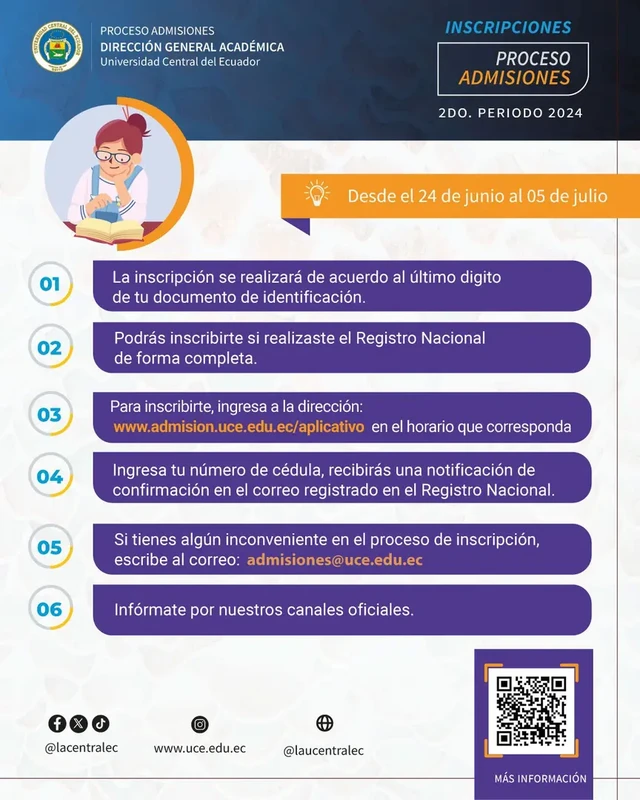 Imagen de La inscripción se realizará de acuerdo al último dígito de tu documento de identificación - UCE 2024 2S